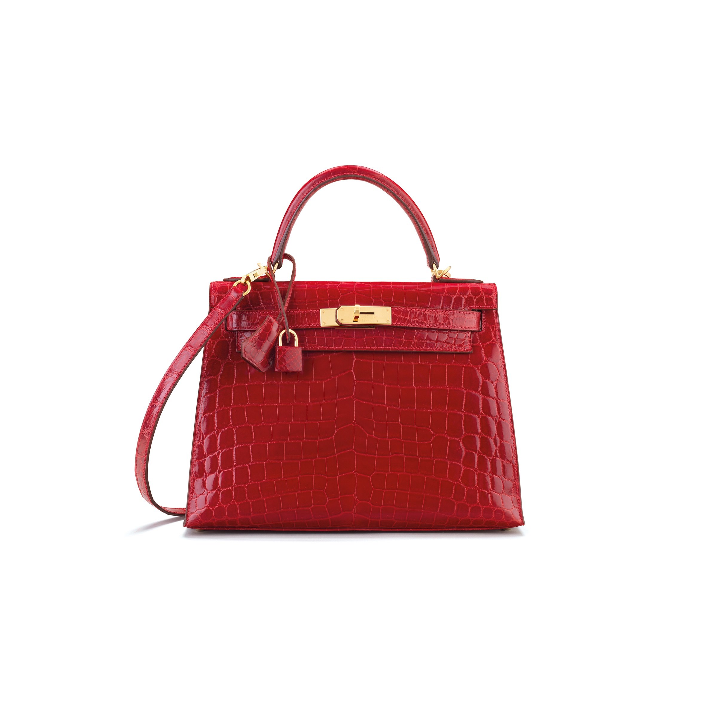 H**mes master shiny chinese red alligator kelly 28 with gold hardware (28*22*10cm)